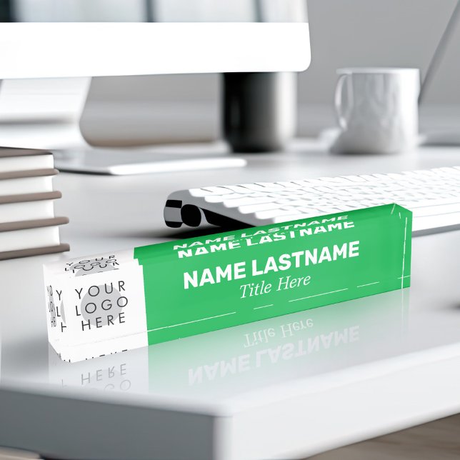 Your Logo Modern Bold Name Title Simple Green Nameplate (Creator Uploaded)