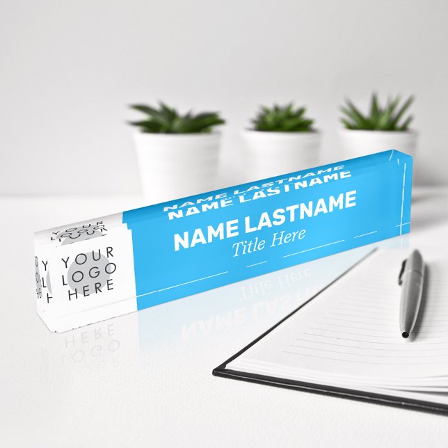 Your Logo Modern Bold Name Title Simple Sky Blue Nameplate (Creator Uploaded)
