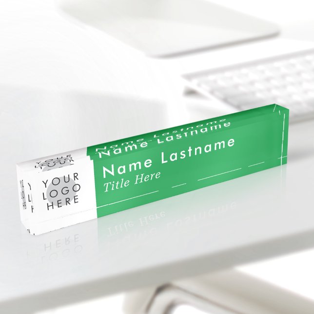 Your Logo Modern Bright Green Simple Minimalist Nameplate (Creator Uploaded)