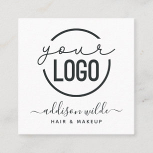 Your Logo Modern Chic Minimal Simple White Square Business Card