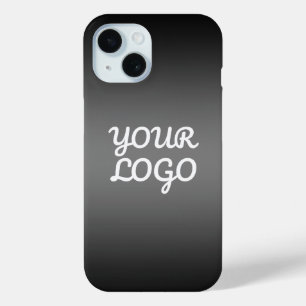 Your Logo & Modern Dark Grey Editable Colour Ombre iPhone 15 Case