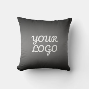 Your Logo & Modern Dark Grey Editable Colour Ombre Cushion