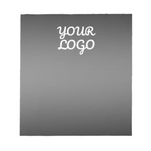 Your Logo & Modern Dark Grey Editable Colour Ombre Notepad