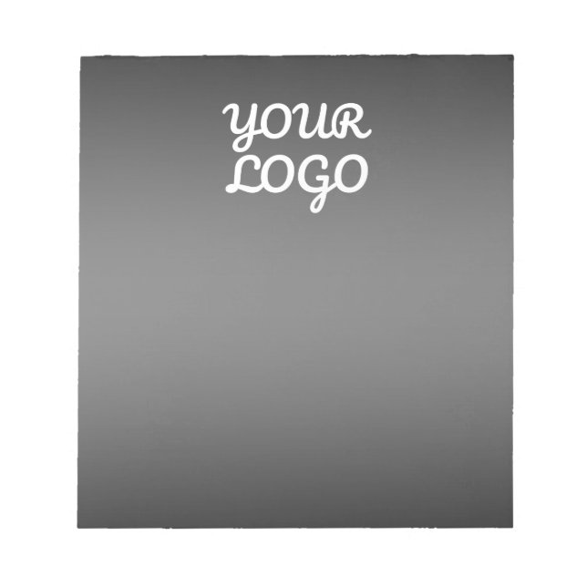 Your Logo & Modern Dark Grey Editable Colour Ombre Notepad (Front)