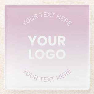 Your Logo Modern Dusty Pink & White Ombre Glass Coaster