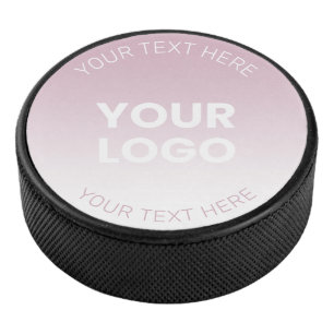 Your Logo   Modern Dusty Pink & White Ombre Hockey Puck
