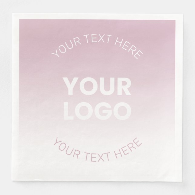 Your Logo | Modern Dusty Pink & White Ombre Napkin (Front)