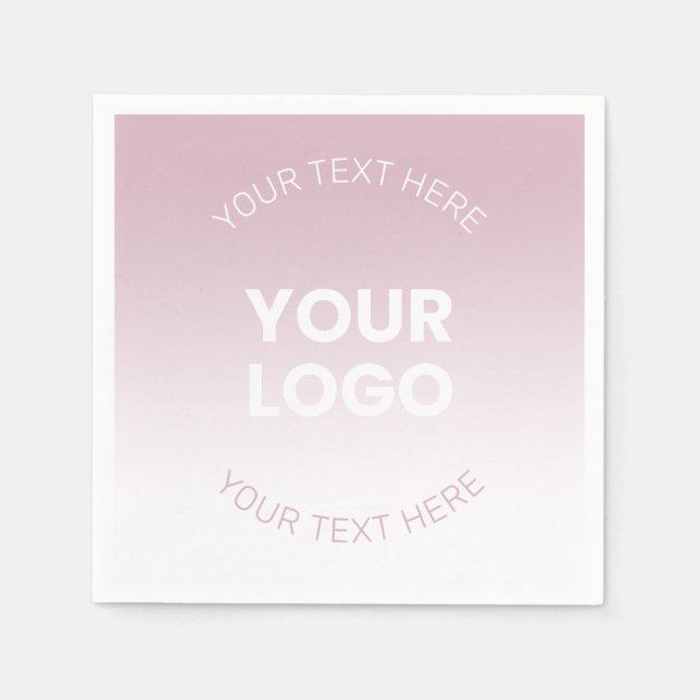 Your Logo | Modern Dusty Pink & White Ombre Napkin (Front)