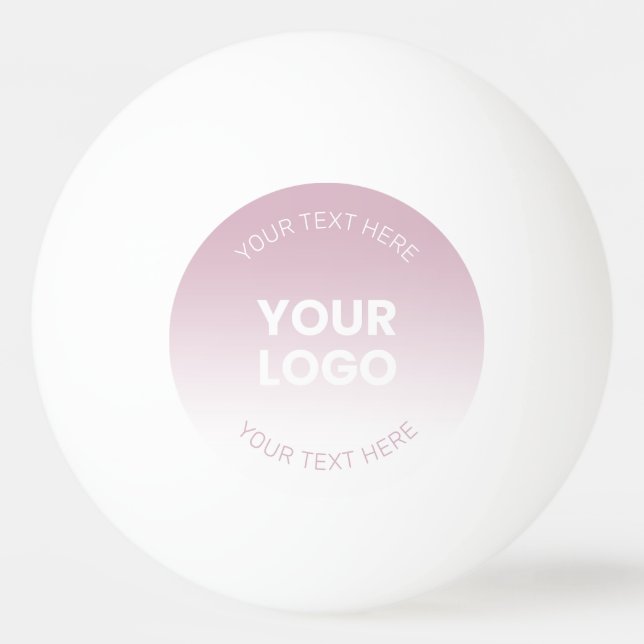 Your Logo | Modern Dusty Pink & White Ombre Ping Pong Ball (Front)