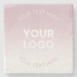 Your Logo Modern Dusty Pink & White Ombre Stone Coaster