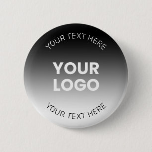 Your Logo   Modern Editable Black & White Gradient 6 Cm Round Badge