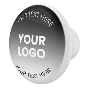 Your Logo Modern Editable Black & White Gradient Ceramic Knob