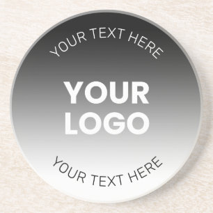 Your Logo   Modern Editable Black & White Gradient Coaster