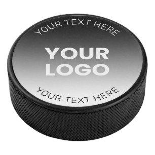Your Logo   Modern Editable Black & White Gradient Hockey Puck