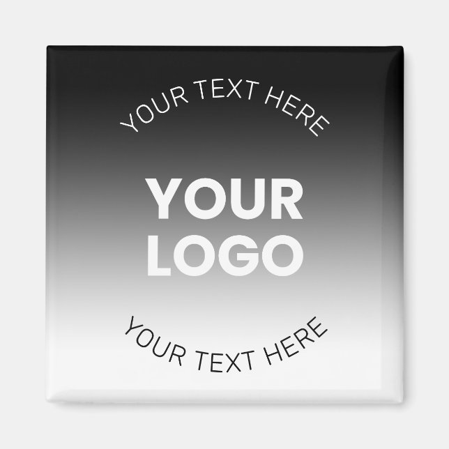 Your Logo | Modern Editable Black & White Gradient Magnet (Front)