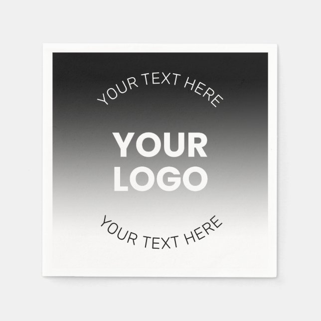 Your Logo | Modern Editable Black & White Gradient Napkin (Front)