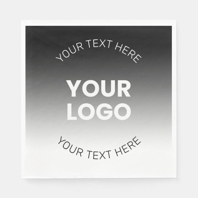 Your Logo | Modern Editable Black & White Gradient Napkin (Front)