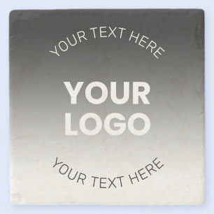 Your Logo   Modern Editable Black & White Gradient Stone Coaster