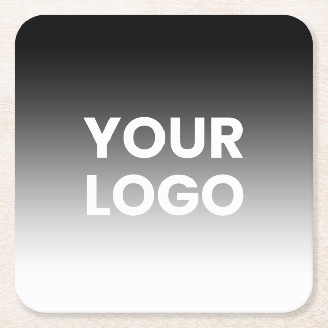 Your Logo & Modern Editable Colour Gradient Square Paper Coaster (Front)