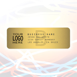 Your Logo & Modern Faux Gold Return Address