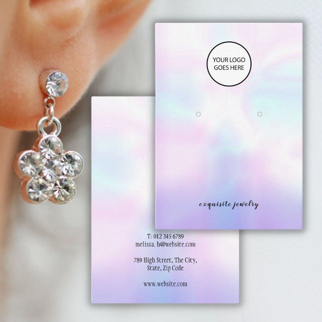 Your Logo Modern Holographic Earring Display Card (Your Logo Modern Holographic Earring Display Card)