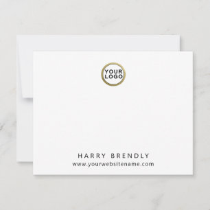 Your Logo Modern Minimalist White Flat Note Card