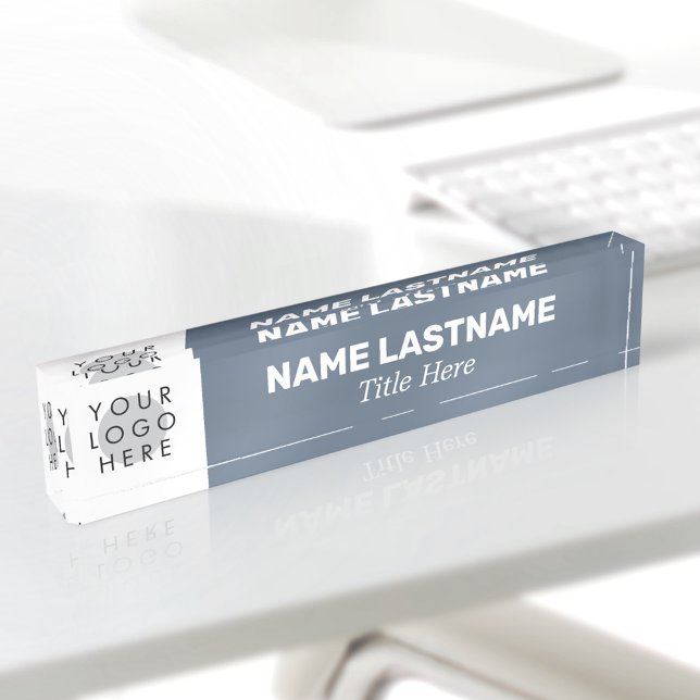 Your Logo Modern Name Title Simple Dusty Blue Nameplate (Creator Uploaded)