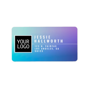 Your Logo Modern Purple Blue Ombre Return Address Label