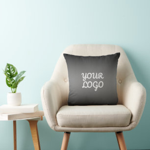 Your Logo & Modern Simple Ombre Dark Grey Cushion
