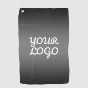 Your Logo & Modern Simple Ombre   Dark Grey Golf Towel