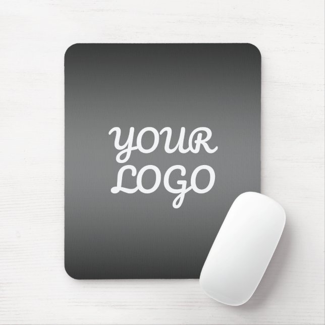Your Logo & Modern Simple Ombre | Dark Grey Mouse Mat (With Mouse)