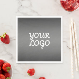 Your Logo & Modern Simple Ombre Dark Grey Napkin