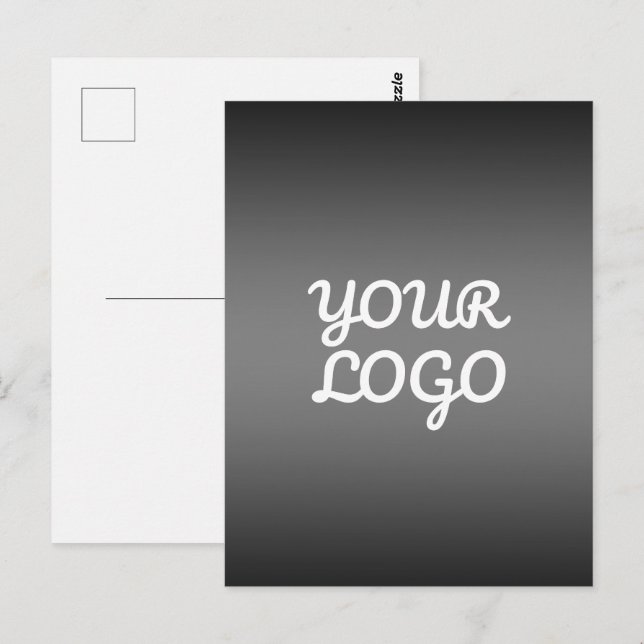 Your Logo & Modern Simple Ombre | Dark Grey Postcard (Front/Back)