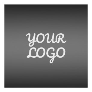 Your Logo & Modern Simple Ombre Dark Grey Poster
