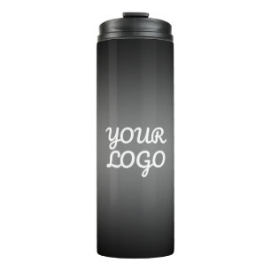 Your Logo & Modern Simple Ombre   Dark Grey Thermal Tumbler