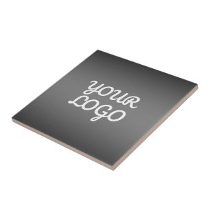 Your Logo & Modern Simple Ombre Dark Grey Tile