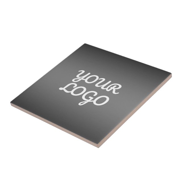 Your Logo & Modern Simple Ombre | Dark Grey Tile (Side)