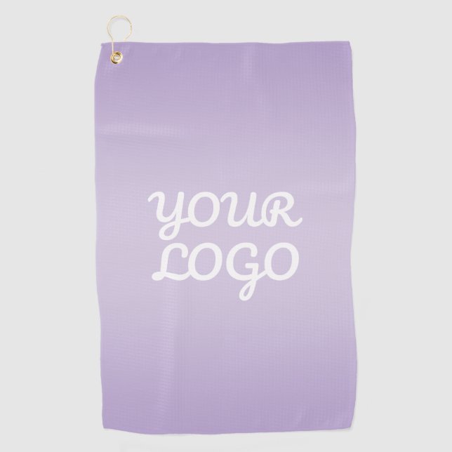 Your Logo & Modern Simple Ombre | Lavender Golf Towel (Front)