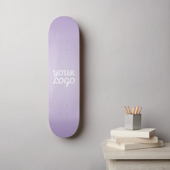 Your Logo & Modern Simple Ombre | Lavender Skateboard (Wall Art)