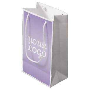 Your Logo & Modern Simple Ombre Lavender Small Gift Bag