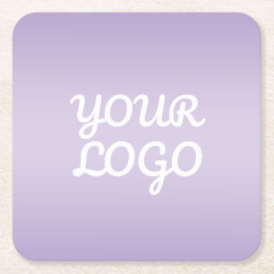 Your Logo & Modern Simple Ombre Lavender Square Paper Coaster