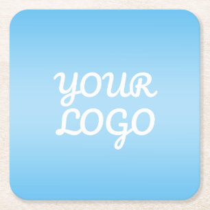 Your Logo & Modern Simple Ombre   Lavender Square Paper Coaster