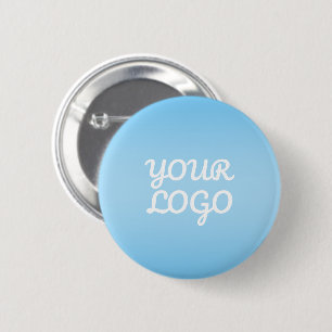Your Logo & Modern Simple Ombre Light Blue 6 Cm Round Badge