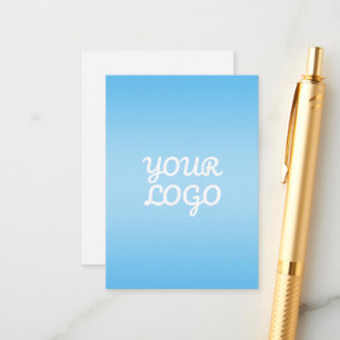 Your Logo & Modern Simple Ombre   Light Blue Enclosure Card