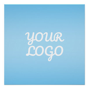 Your Logo & Modern Simple Ombre   Light Blue Poster