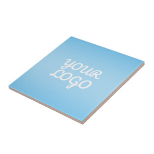 Your Logo & Modern Simple Ombre   Light Blue Tile