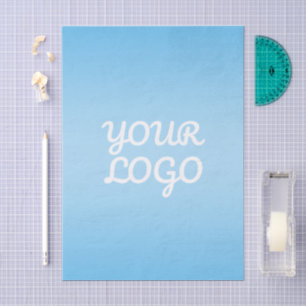 Your Logo & Modern Simple Ombre   Light Blue Tissue Paper