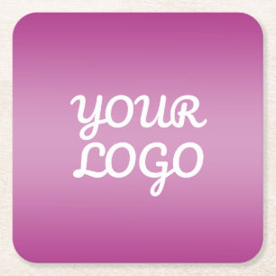 Your Logo & Modern Simple Ombre Purple Square Paper Coaster