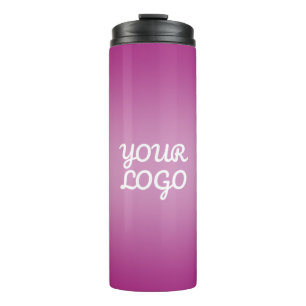 Your Logo & Modern Simple Ombre   Purple Thermal Tumbler