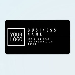 Your Logo Modern Stylised Black Return Address  Label